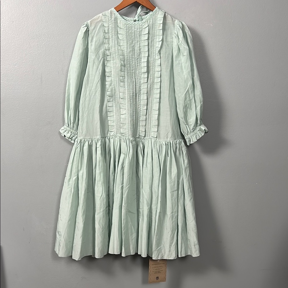 Women's Mint Green Midi Dress with Ruffle Bib
